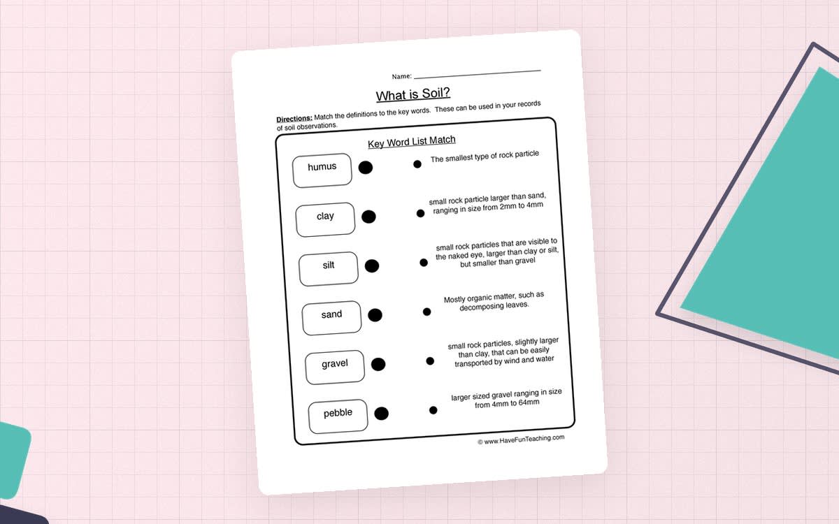 An educational teaching resource from Have Fun Teaching entitled Soil Matching Worksheet downloadable at Teach Simple.