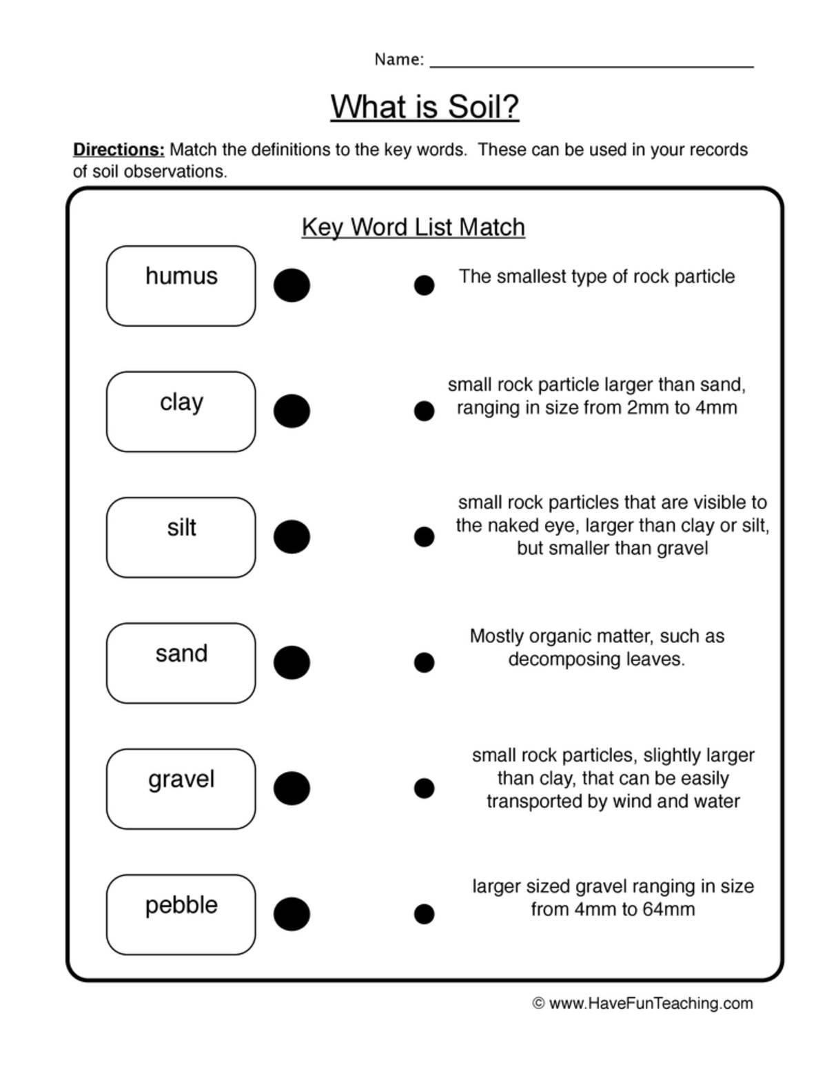 An educational teaching resource from Have Fun Teaching entitled Soil Matching Worksheet downloadable at Teach Simple.