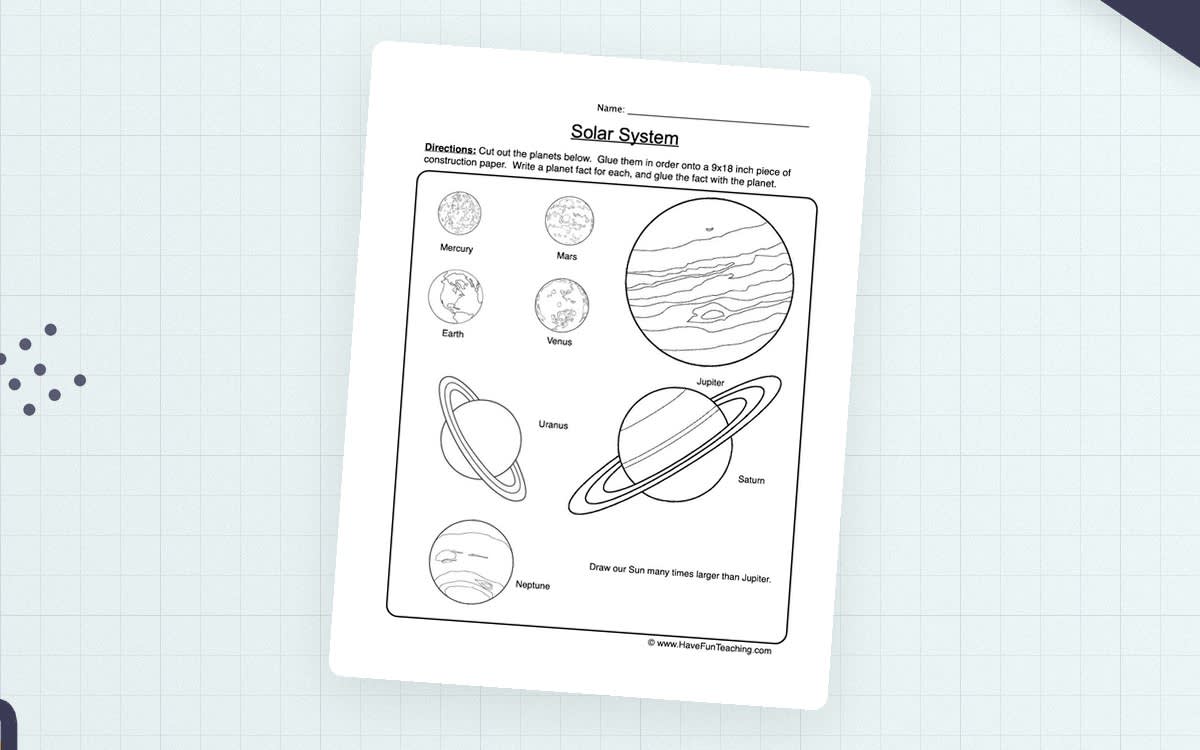 An educational teaching resource from Have Fun Teaching entitled Solar System Order Worksheet downloadable at Teach Simple.