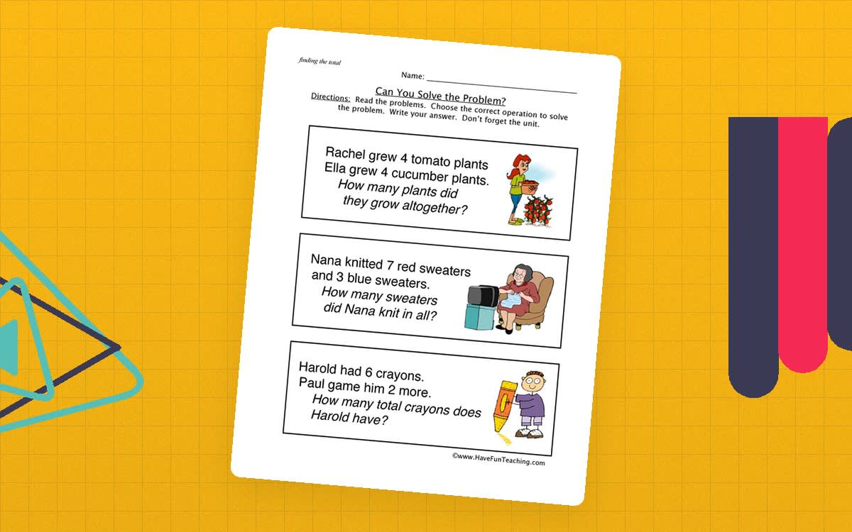 An educational teaching resource from Have Fun Teaching entitled Solve Word Problems Worksheet downloadable at Teach Simple.