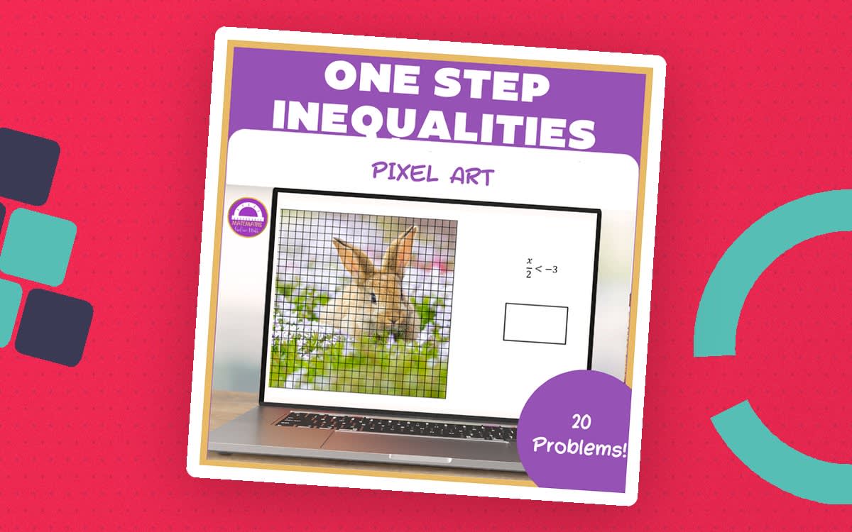 An educational teaching resource from Matemaths entitled Solving One Step Inequalities Pixel Art downloadable at Teach Simple.