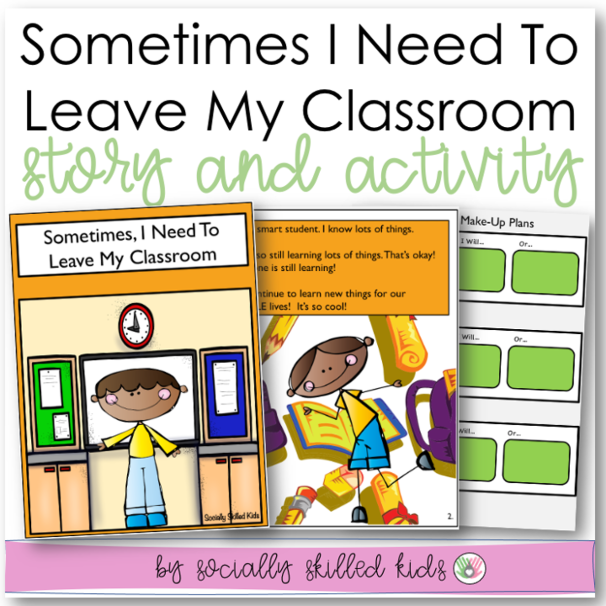 An educational teaching resource from Socially Skilled Kids entitled Sometimes, I Need To Leave The Classroom, Social Skills Story and Activities downloadable at Teach Simple.