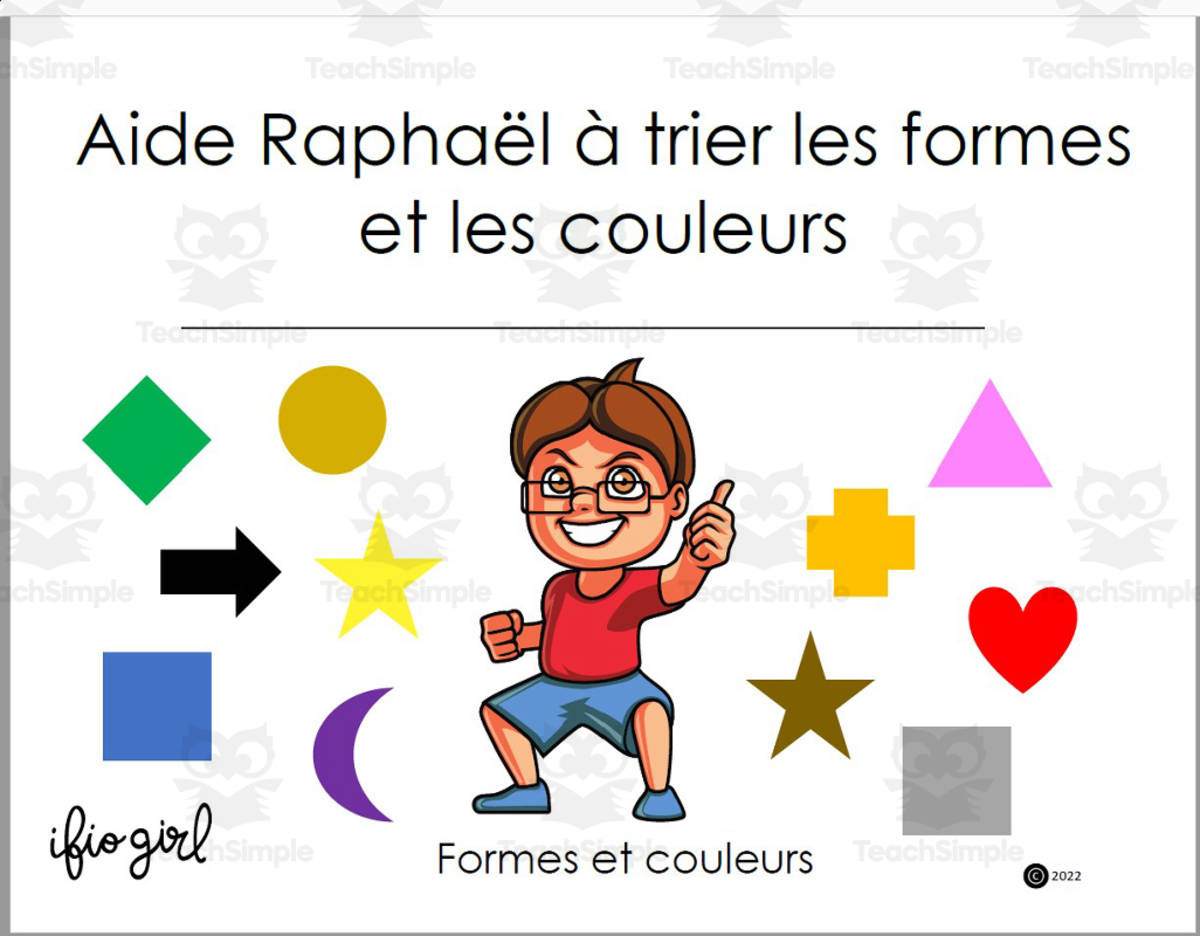 An educational teaching resource from IFIO girl - I'll Figure It Out entitled Sorting Colors and Shapes - FRENCH VERSION downloadable at Teach Simple.