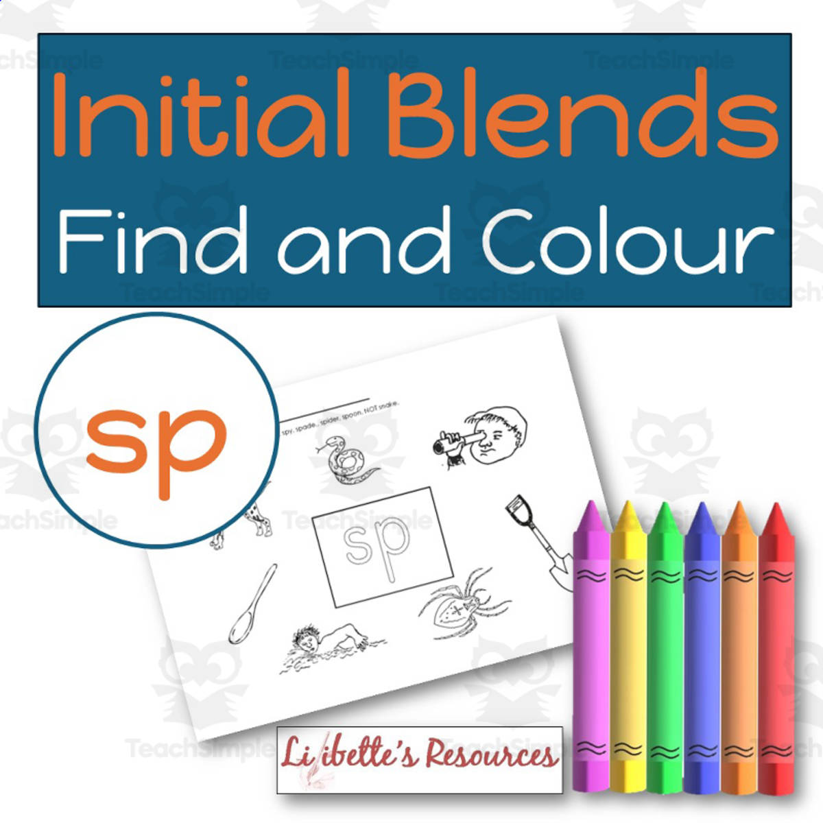 An educational teaching resource from Lilibette's Resources entitled SP Beginning Blends Worksheets / Phonemic Awareness Activities downloadable at Teach Simple.