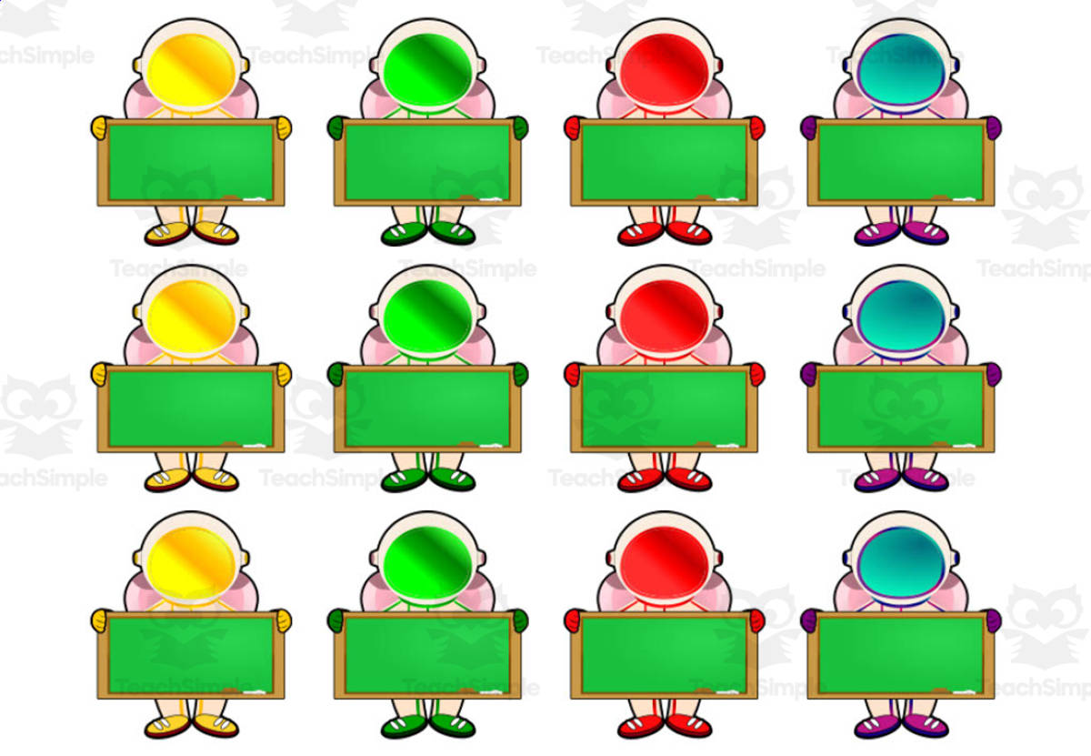 An educational teaching resource from Ezee 101 entitled Space Classroom Decor: Student Name Tags downloadable at Teach Simple.