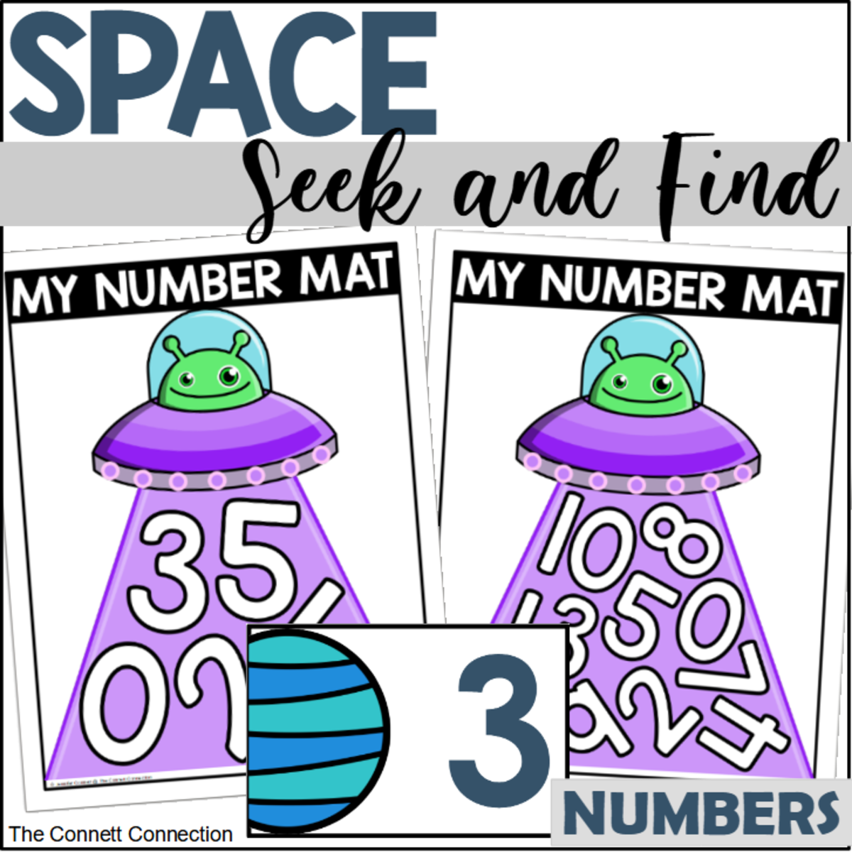 An educational teaching resource from The Connett Connection entitled Space Number Seek and Find Mats downloadable at Teach Simple.