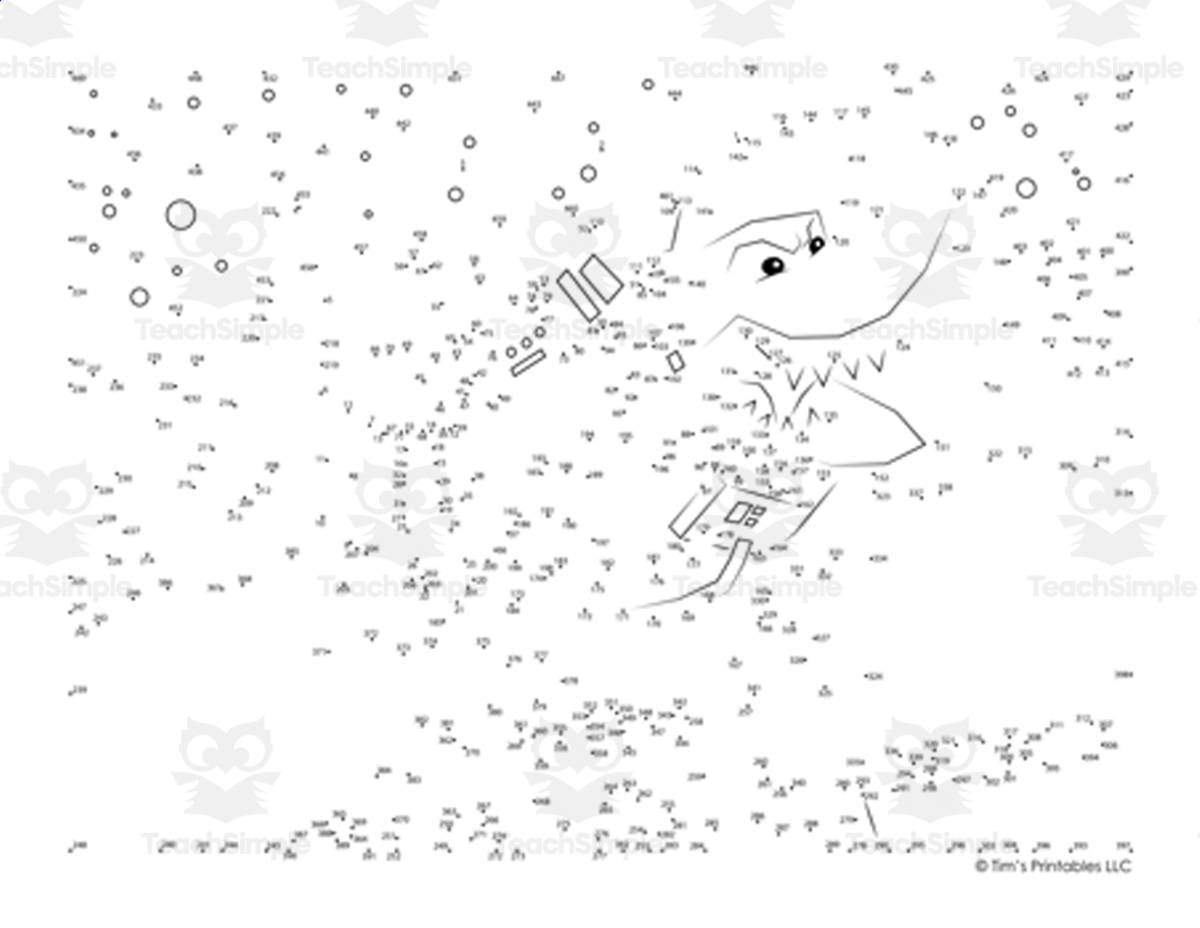 An educational teaching resource from Tim's Printables entitled Space Shark Dot-to-Dot PDF - 416 Dots downloadable at Teach Simple.