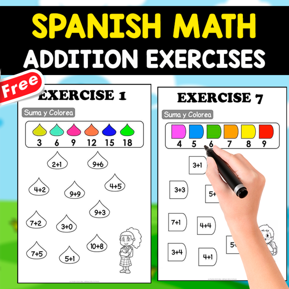 An educational teaching resource from EDITORIAL LAURA EDUCA entitled SPANISH ADDITION MINIBOOK | 7 PAGES downloadable at Teach Simple.