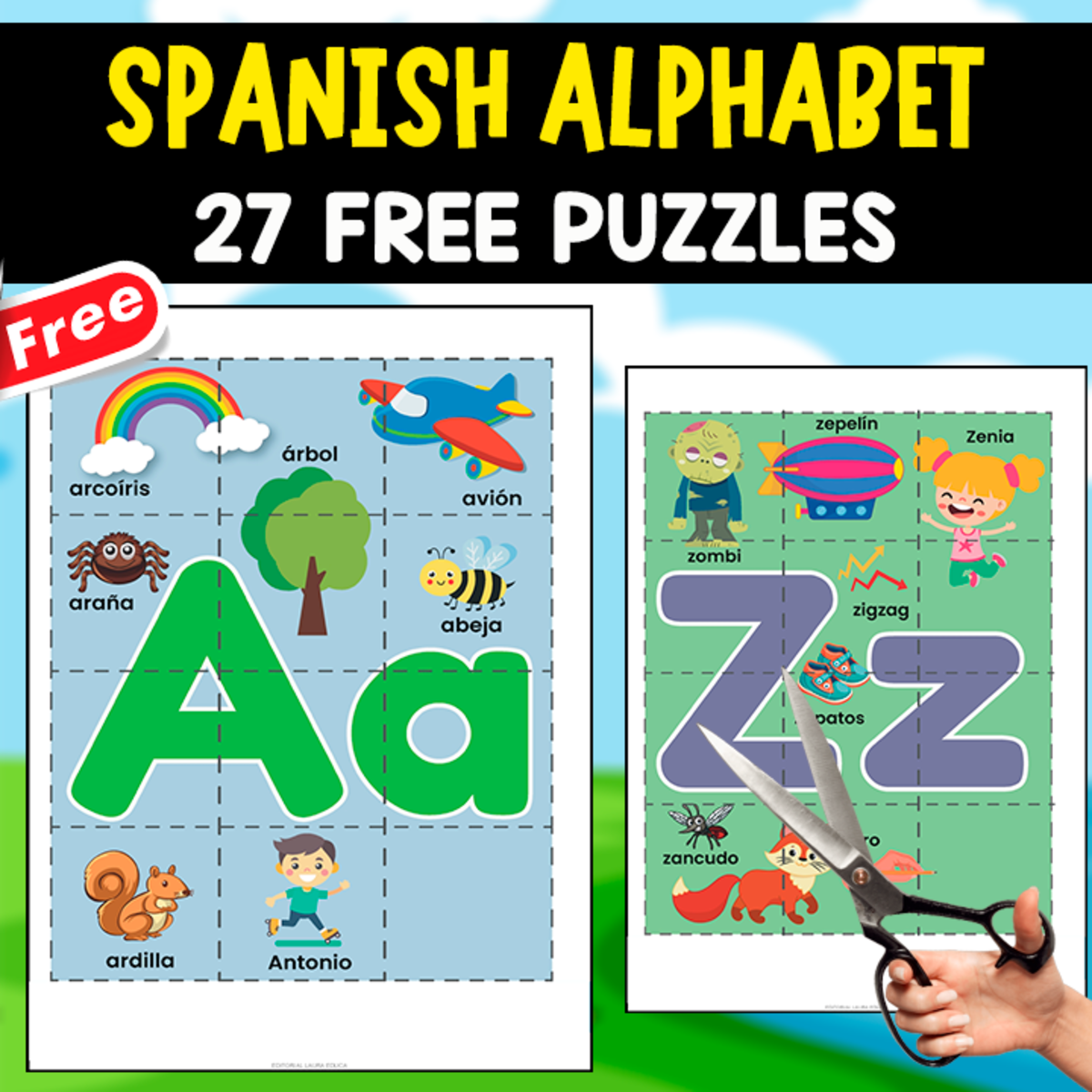 An educational teaching resource from EDITORIAL LAURA EDUCA entitled SPANISH ALPHABET | 27 FREE PUZZLES downloadable at Teach Simple.