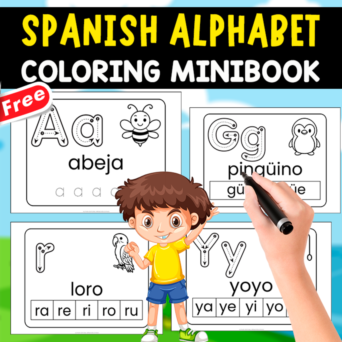 An educational teaching resource from EDITORIAL LAURA EDUCA entitled SPANISH ALPHABET MINIBOOK | 34 FREE COLORING PAGES downloadable at Teach Simple.
