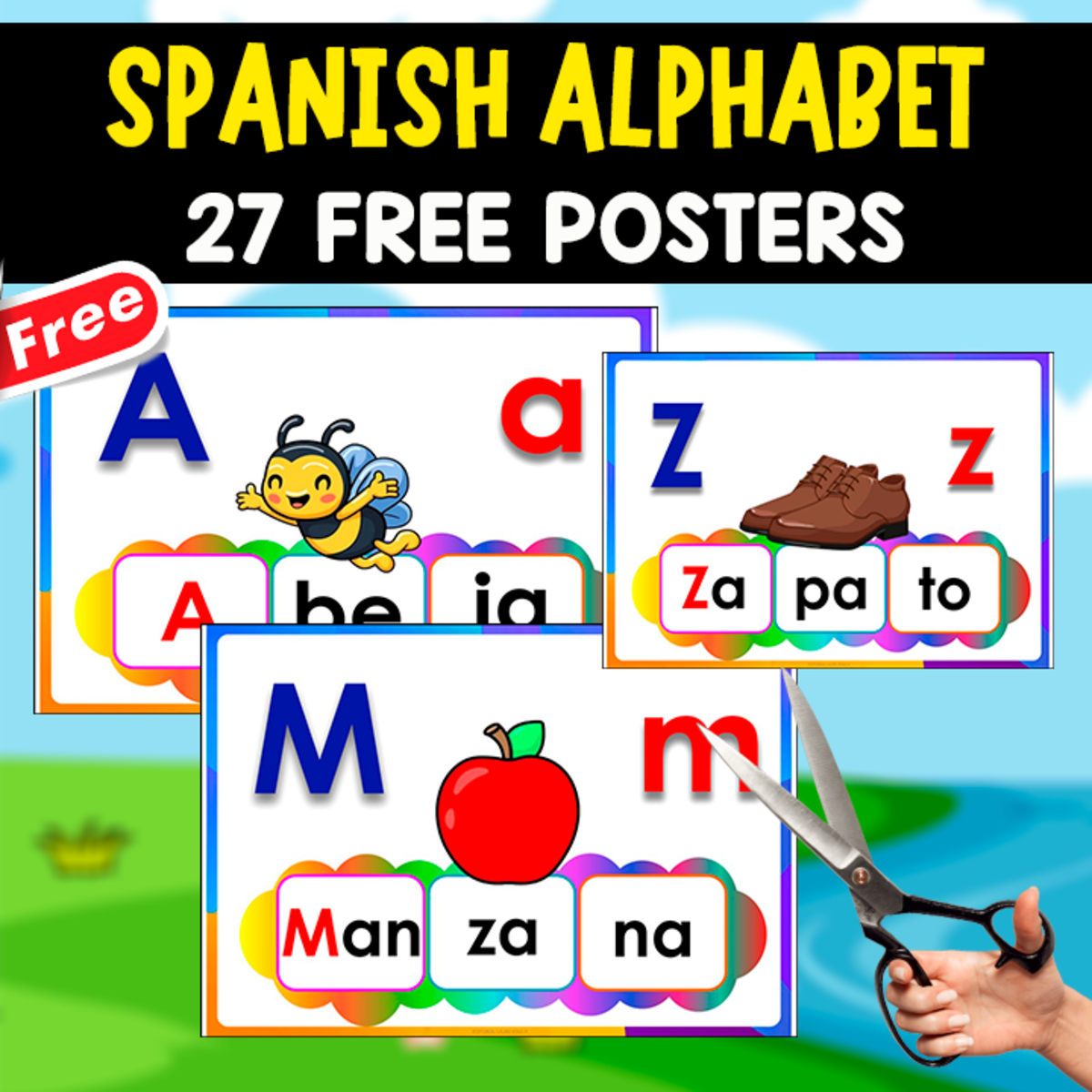An educational teaching resource from EDITORIAL LAURA EDUCA entitled SPANISH ALPHABET POSTERS | 27 FREE POSTERS FULL COLOR downloadable at Teach Simple.