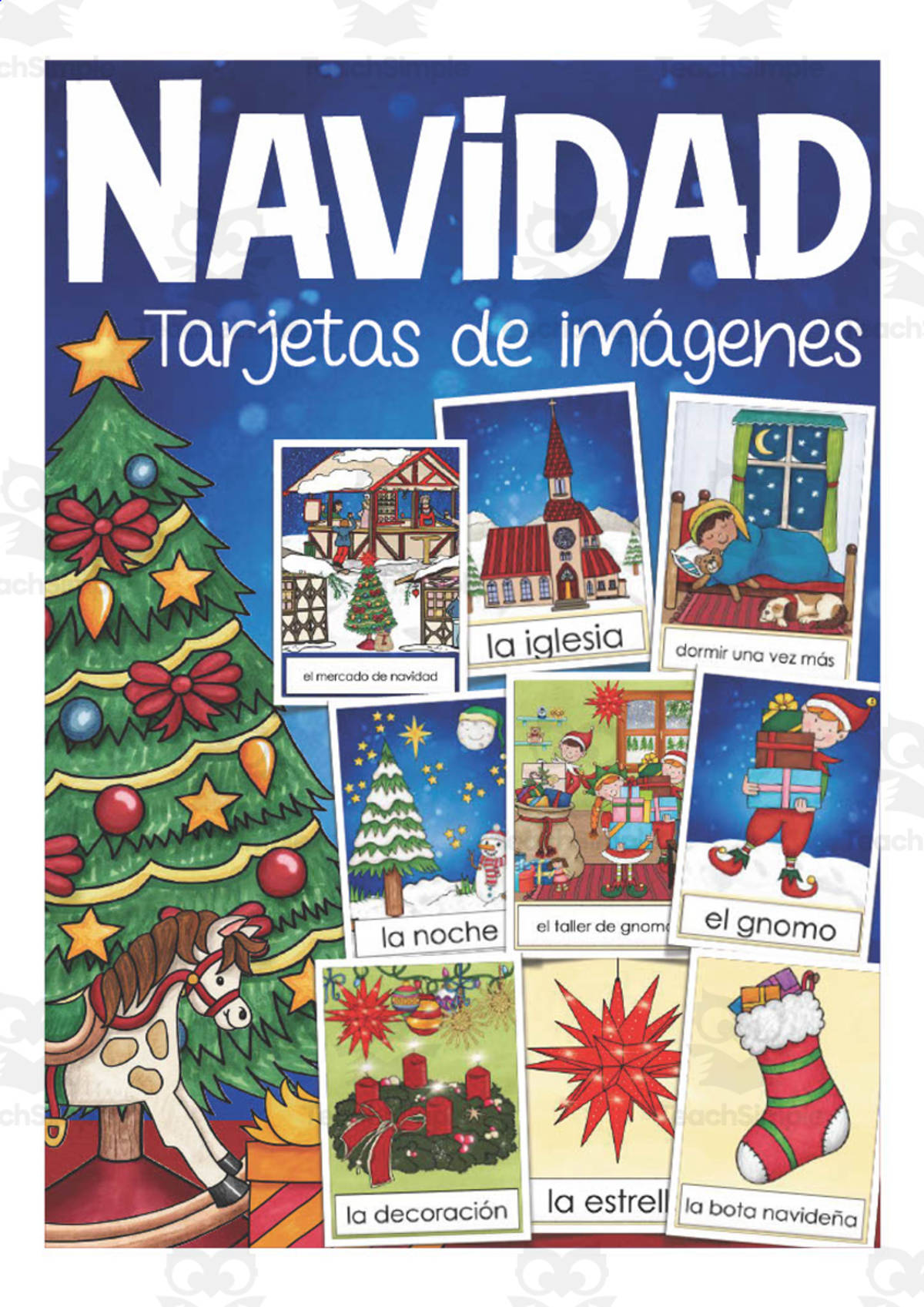 An educational teaching resource from Better Teaching Resources entitled Spanish: Christmas Flash Cards downloadable at Teach Simple.