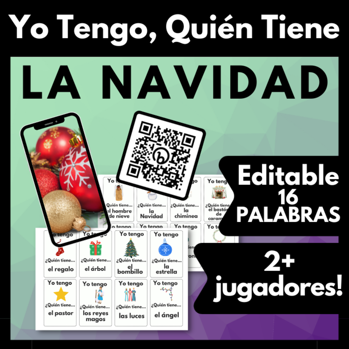 An educational teaching resource from Melissa Is Teaching entitled Spanish Christmas Vocabulary Game Juego de Vocabulario de Navidad downloadable at Teach Simple.
