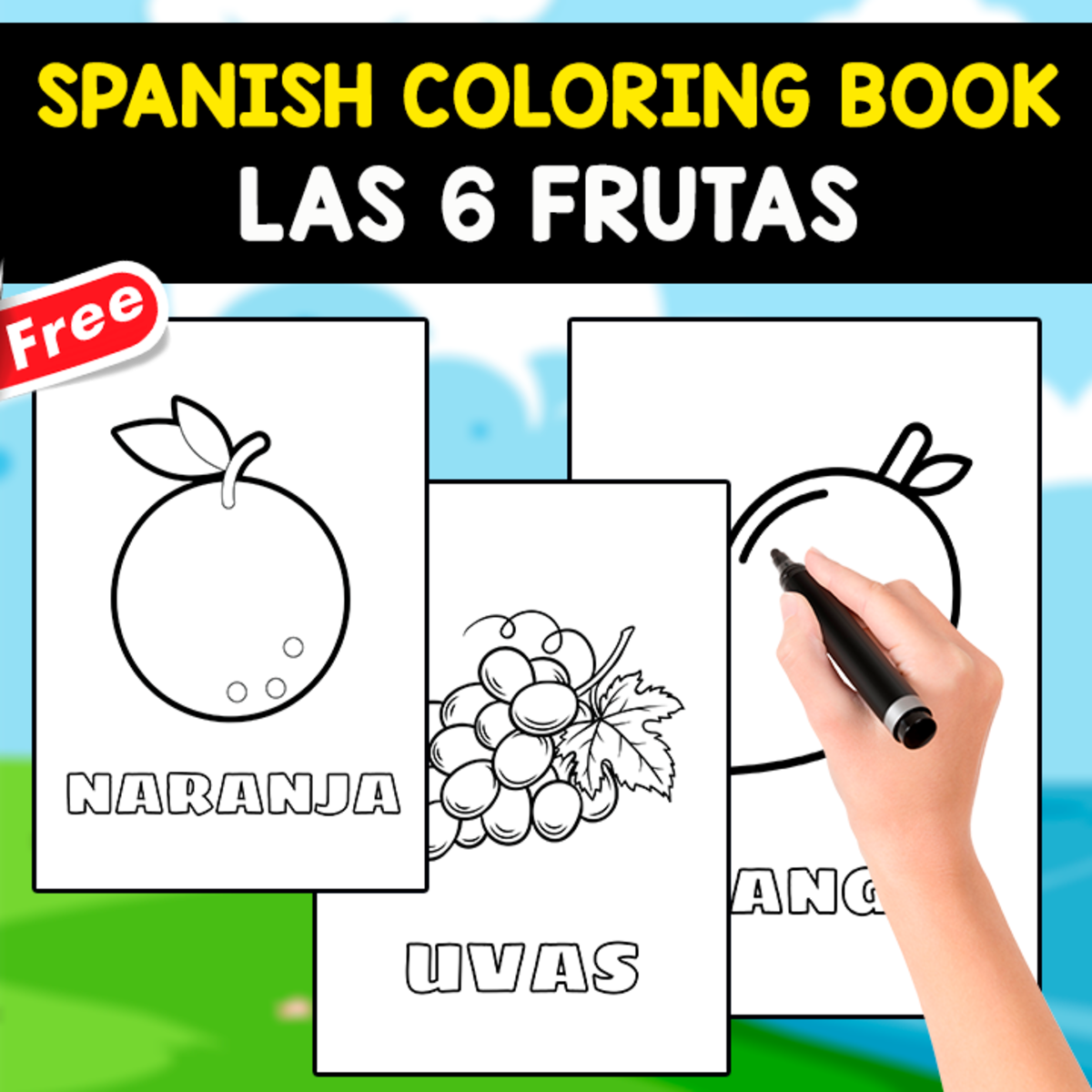 An educational teaching resource from EDITORIAL LAURA EDUCA entitled SPANISH COLORING PAGES | 6 FRUITS IN SPANISH downloadable at Teach Simple.