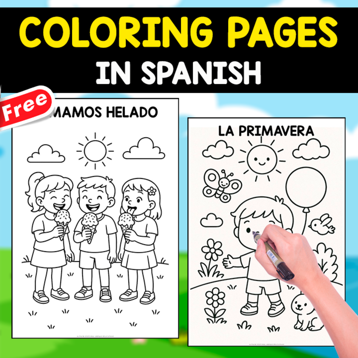 An educational teaching resource from EDITORIAL LAURA EDUCA entitled SPANISH COLORING PAGES | 9 WORKSHEETS downloadable at Teach Simple.