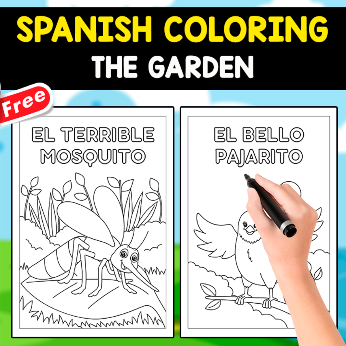 An educational teaching resource from EDITORIAL LAURA EDUCA entitled SPANISH COLORING PAGES | THE GARDEN downloadable at Teach Simple.