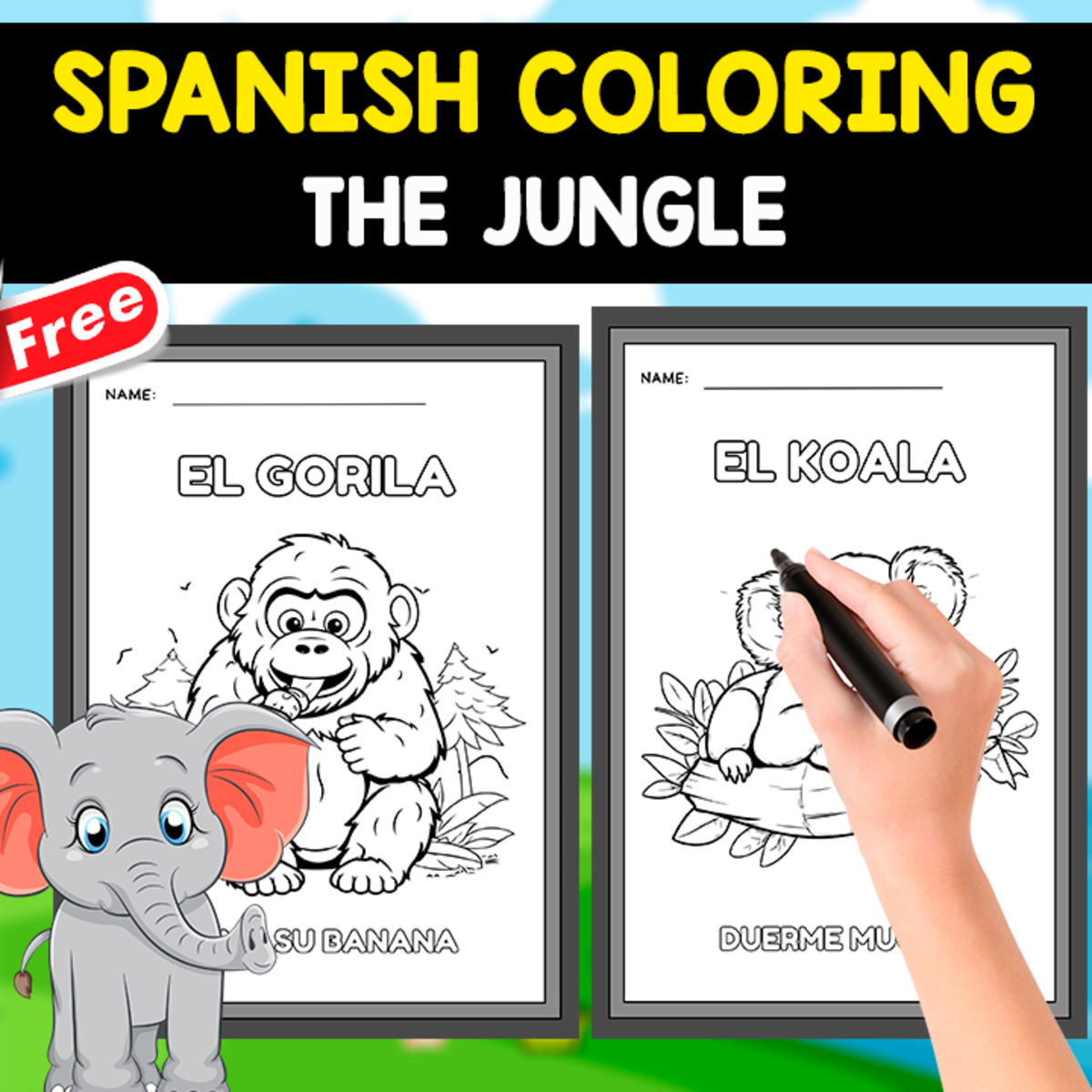 An educational teaching resource from EDITORIAL LAURA EDUCA entitled SPANISH COLORING PAGES | THE JUNGLE downloadable at Teach Simple.