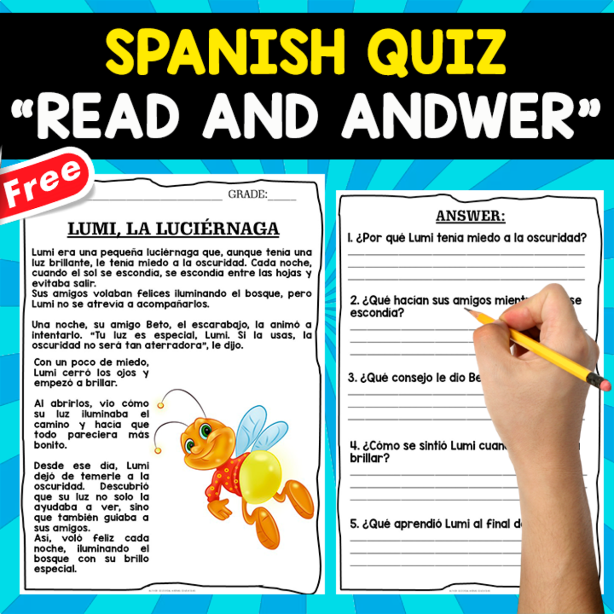An educational teaching resource from EDITORIAL LAURA EDUCA entitled SPANISH COMPREHENSION TEXT | LUMI,LA LUCIÉRNAGA downloadable at Teach Simple.