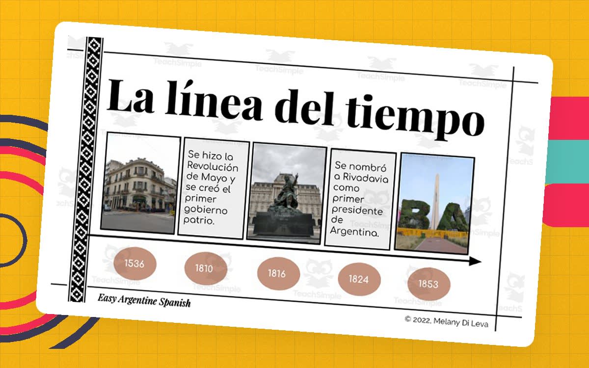 An educational teaching resource from Easy Argentine Spanish entitled Spanish Create-a-Timeline – Pretérito Indefinido downloadable at Teach Simple.