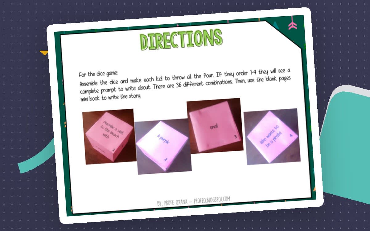 An educational teaching resource from Teacher's Clipart entitled Spanish Creative Writing Prompts downloadable at Teach Simple.