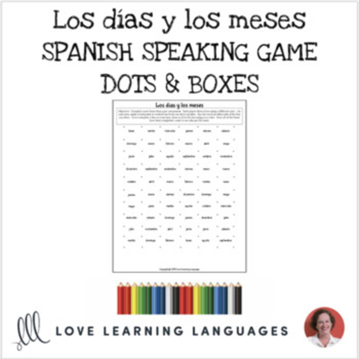 An educational teaching resource from Love Learning Languages entitled Spanish: Dots and Boxes Game - The Days and Months downloadable at Teach Simple.