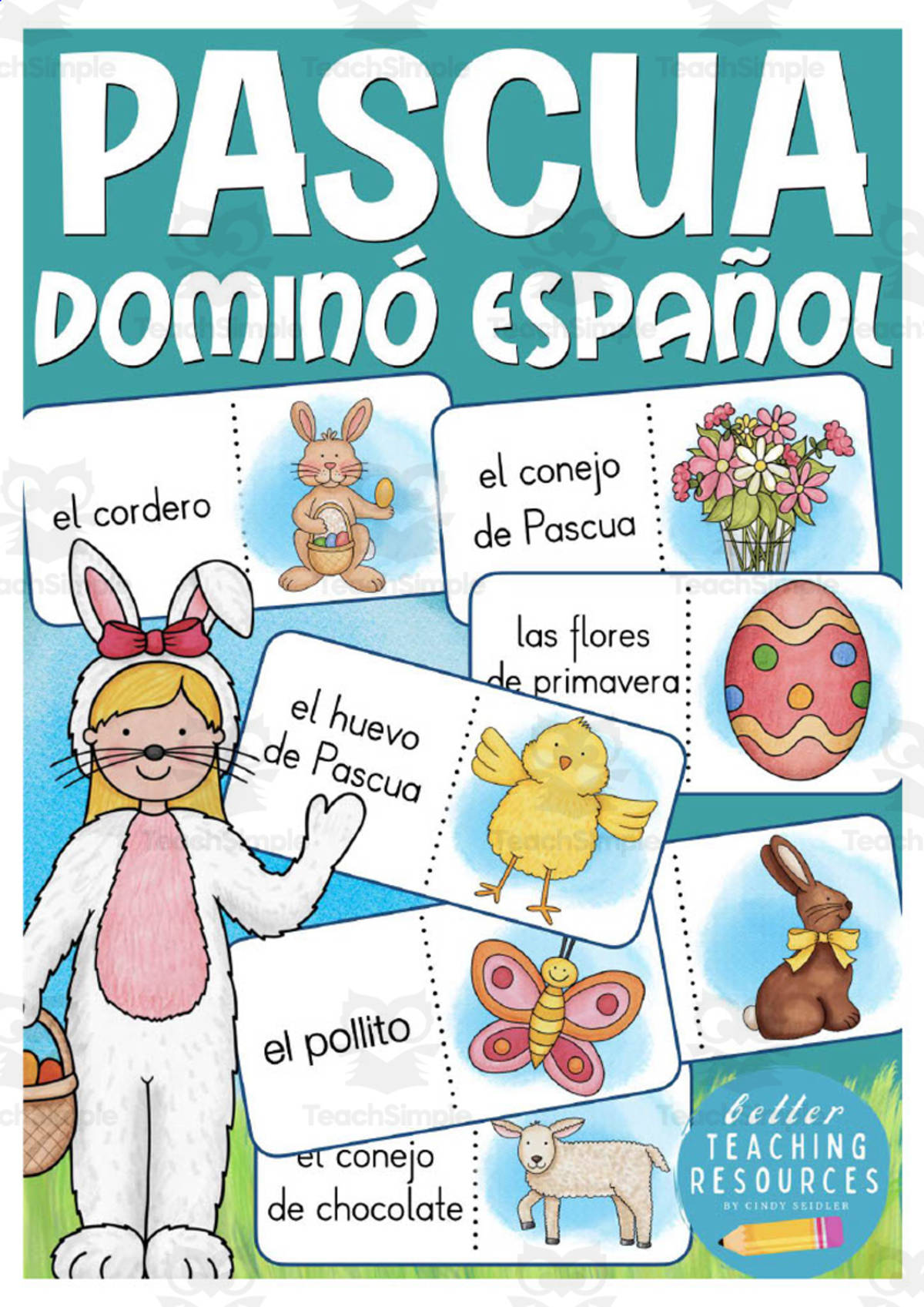 An educational teaching resource from Better Teaching Resources entitled Spanish: Easter Dominoes Game downloadable at Teach Simple.