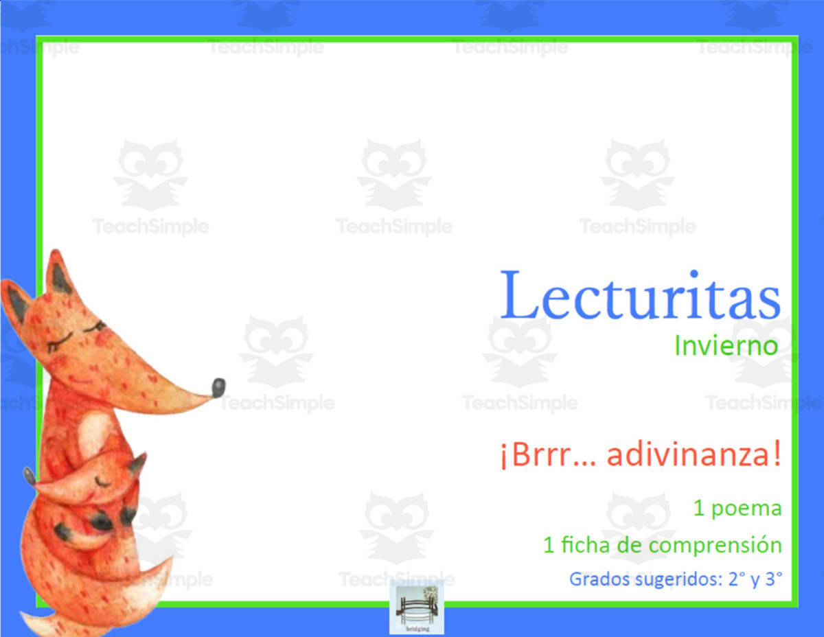 An educational teaching resource from Bridging - Spanish Reading and Writing entitled Spanish | Easy Short Stories In Spanish | Espanol | Lectura | Spanish Reading Comprehension Winter - Comprensión Lectora 2 cuento downloadable at Teach Simple.