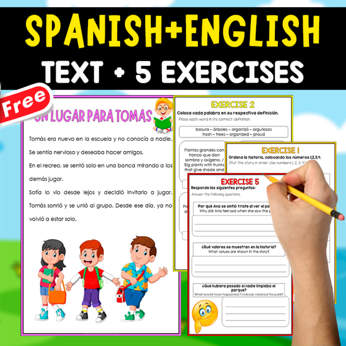 An educational teaching resource from EDITORIAL LAURA EDUCA entitled SPANISH + ENGLISH TEXT | Un lugar para Tomás downloadable at Teach Simple.