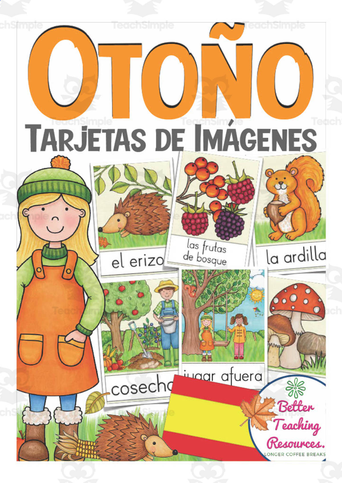 An educational teaching resource from Better Teaching Resources entitled Spanish: Fall Flash Cards downloadable at Teach Simple.