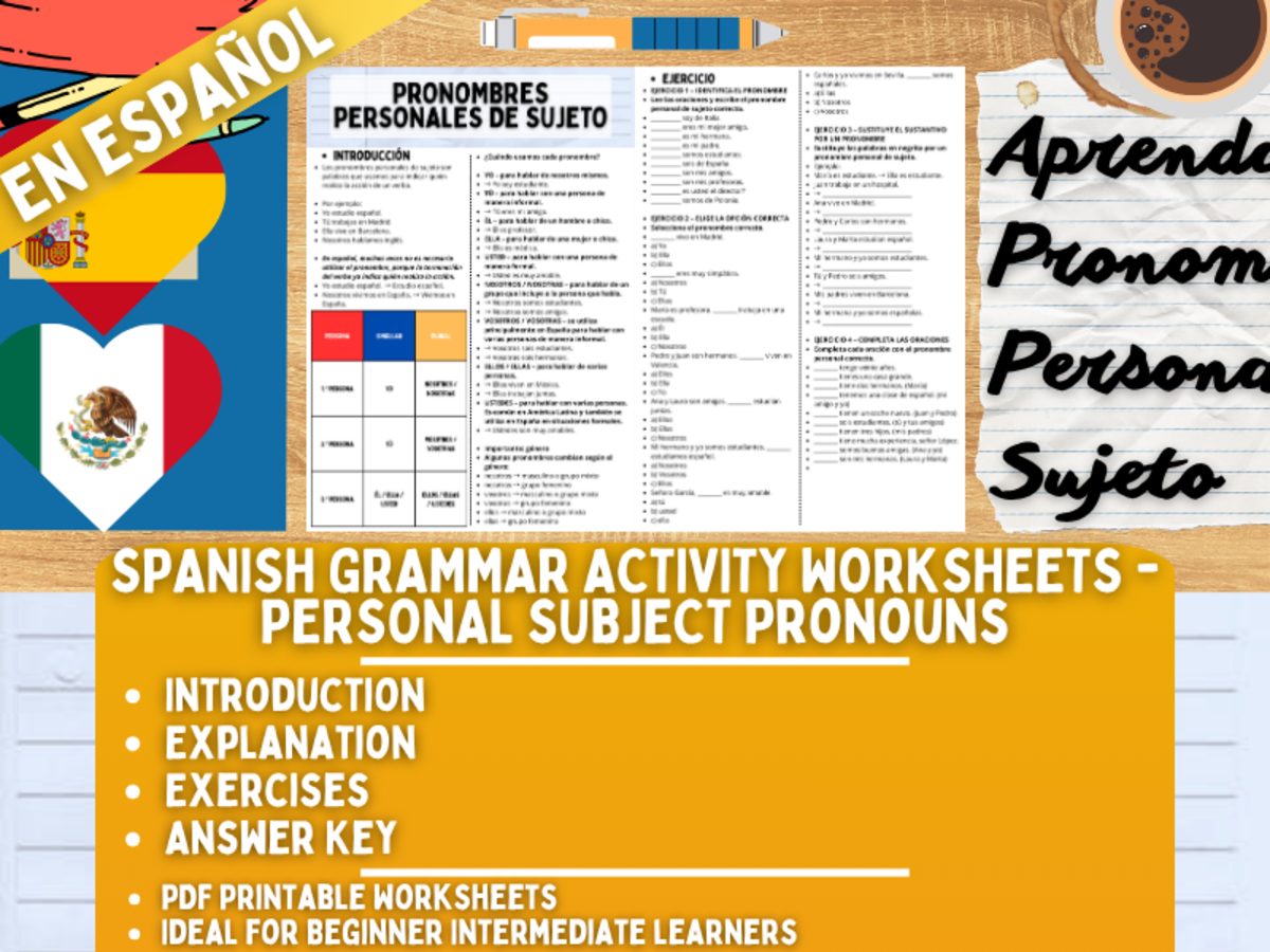 An educational teaching resource from Learning with Alan entitled Spanish Grammar Activity - Personal Subject Pronouns - Spanish Only downloadable at Teach Simple.