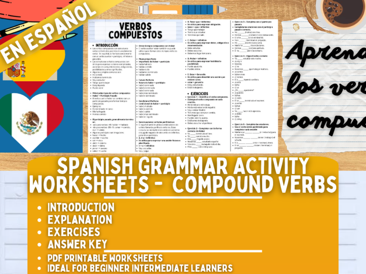 Spanish Grammar Activity Worksheets - Compound Verbs - Spanish Only preview