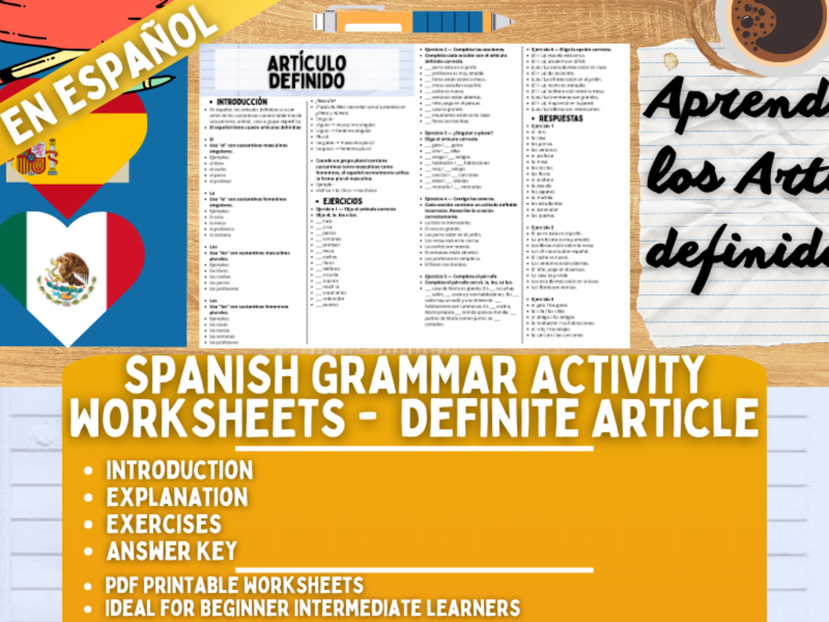 An educational teaching resource from Learning with Alan entitled Spanish Grammar Activity Worksheets - Definite Article - Spanish Only downloadable at Teach Simple.