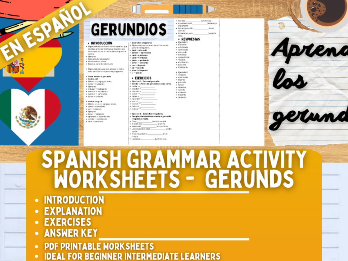 Spanish Grammar Activity Worksheets - Gerunds - Spanish Only preview