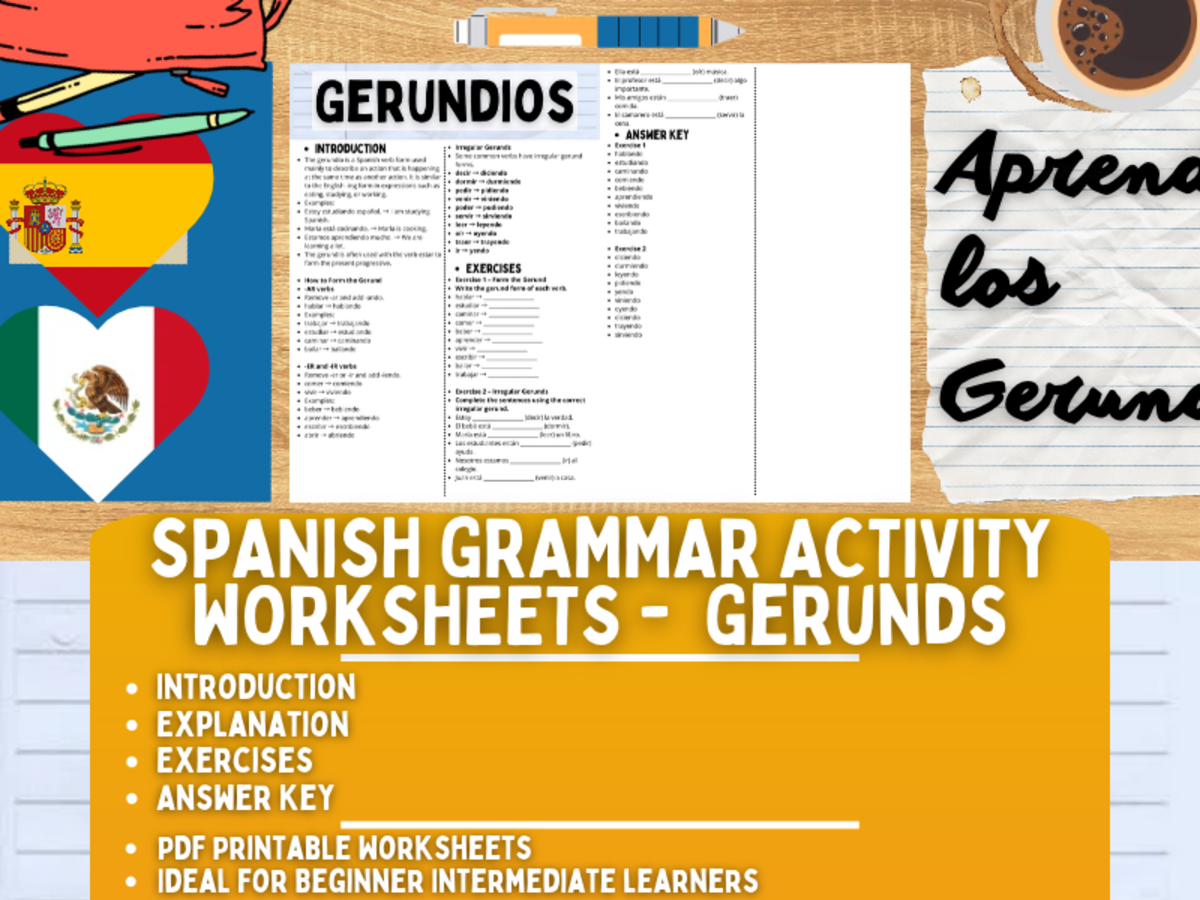 Spanish Grammar Activity Worksheets - Gerunds preview