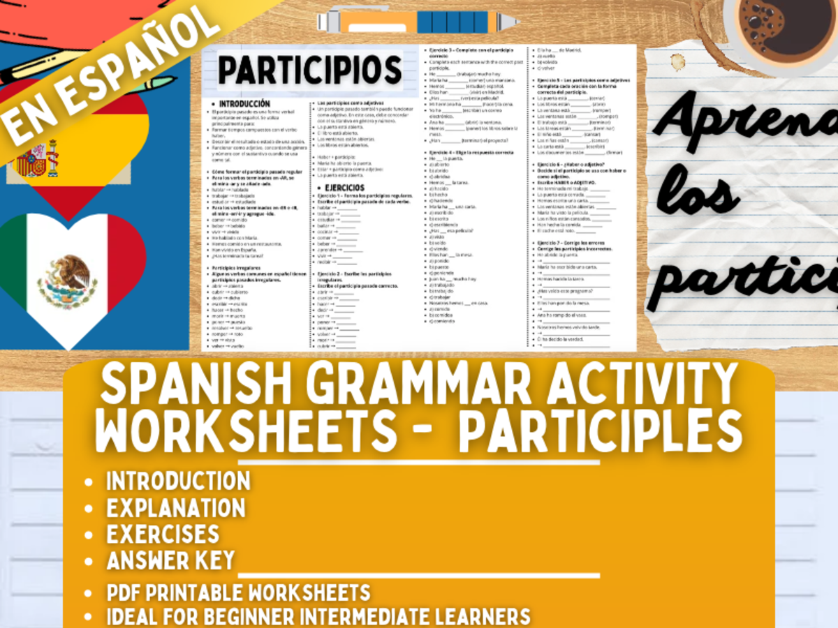 Spanish Grammar Activity Worksheets - Participles - Spanish Only preview
