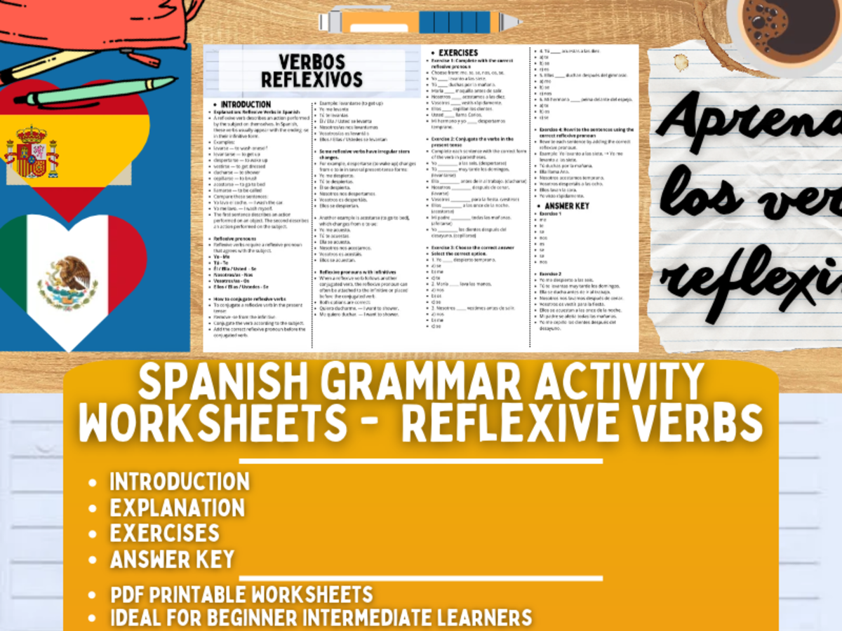 Spanish Grammar Activity Worksheets - Reflexive Verbs preview
