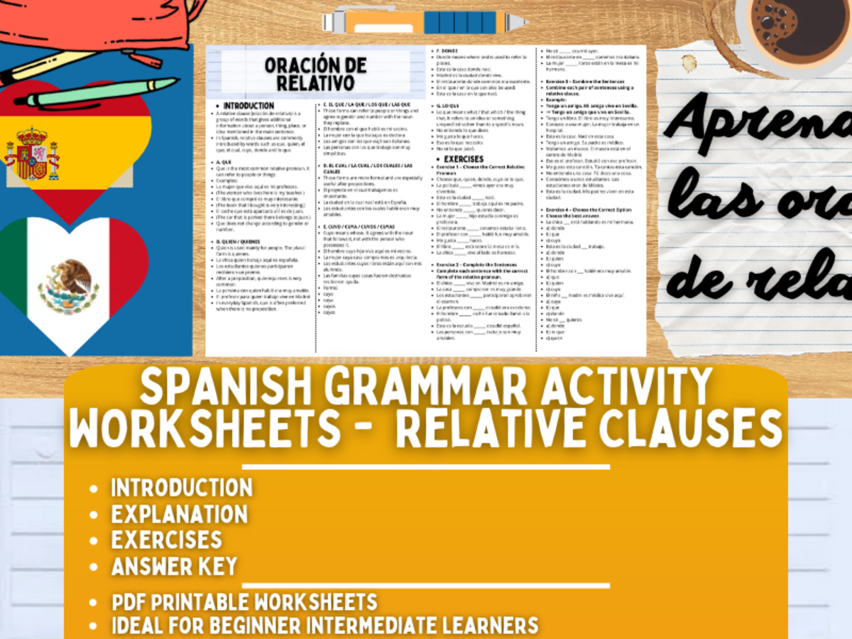 Spanish Grammar Activity Worksheets - Relative Clauses preview