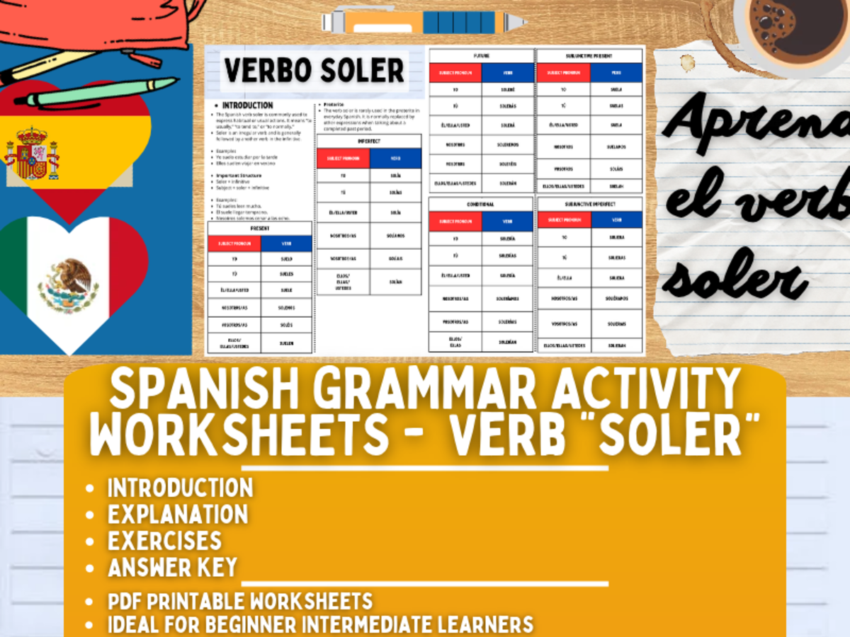 Spanish Grammar Activity Worksheets - Verb Soler preview