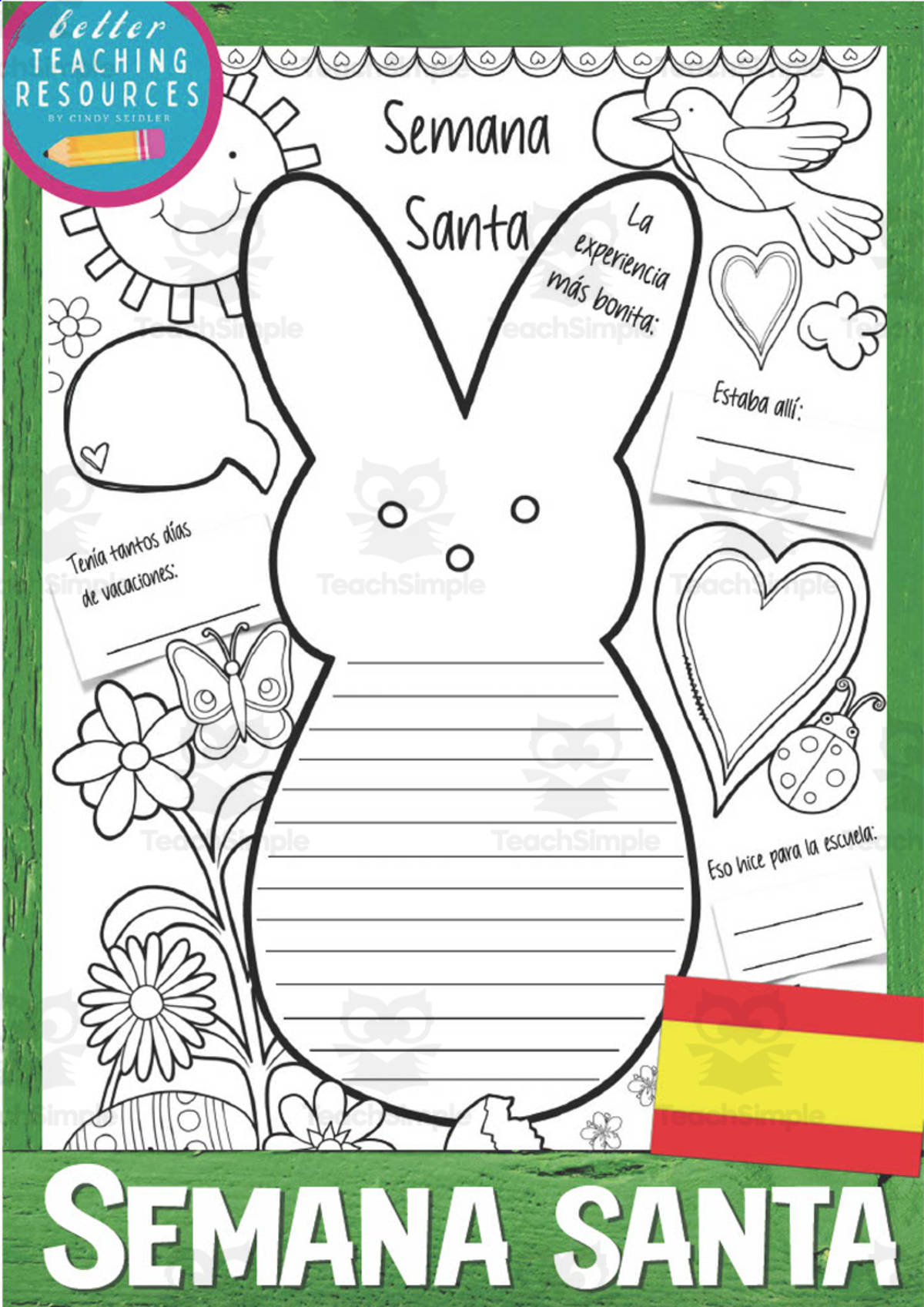 An educational teaching resource from Better Teaching Resources entitled Spanish Holy Week Easter Writing – Sketchnote Pack downloadable at Teach Simple.