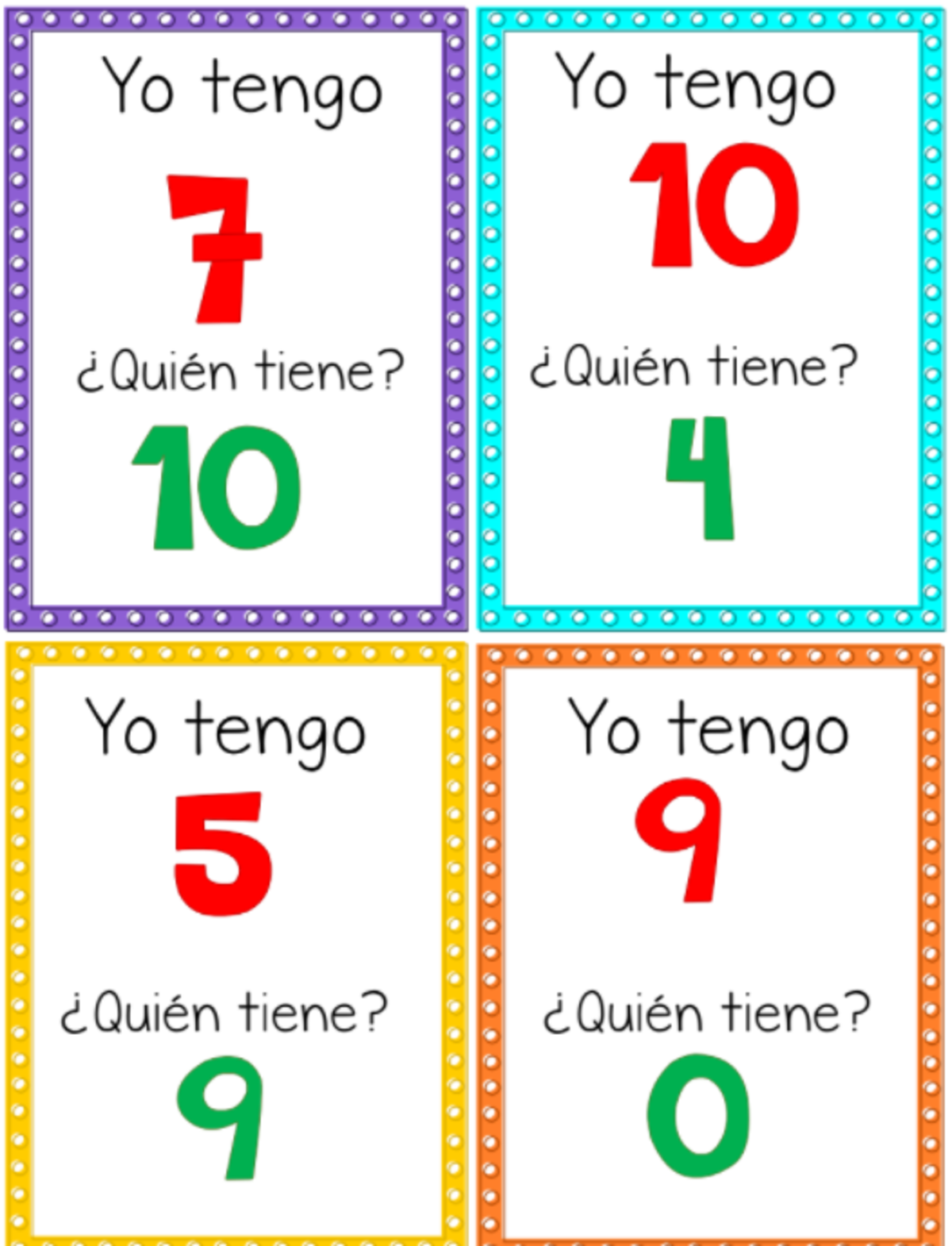 An educational teaching resource from Teacher's Clipart entitled Spanish: I Have Who Has - Numbers downloadable at Teach Simple.