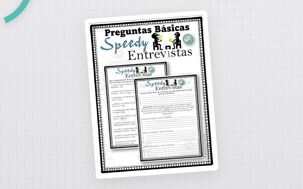 An educational teaching resource from The Spanish Resource Engine entitled Spanish: Interview Questions downloadable at Teach Simple.