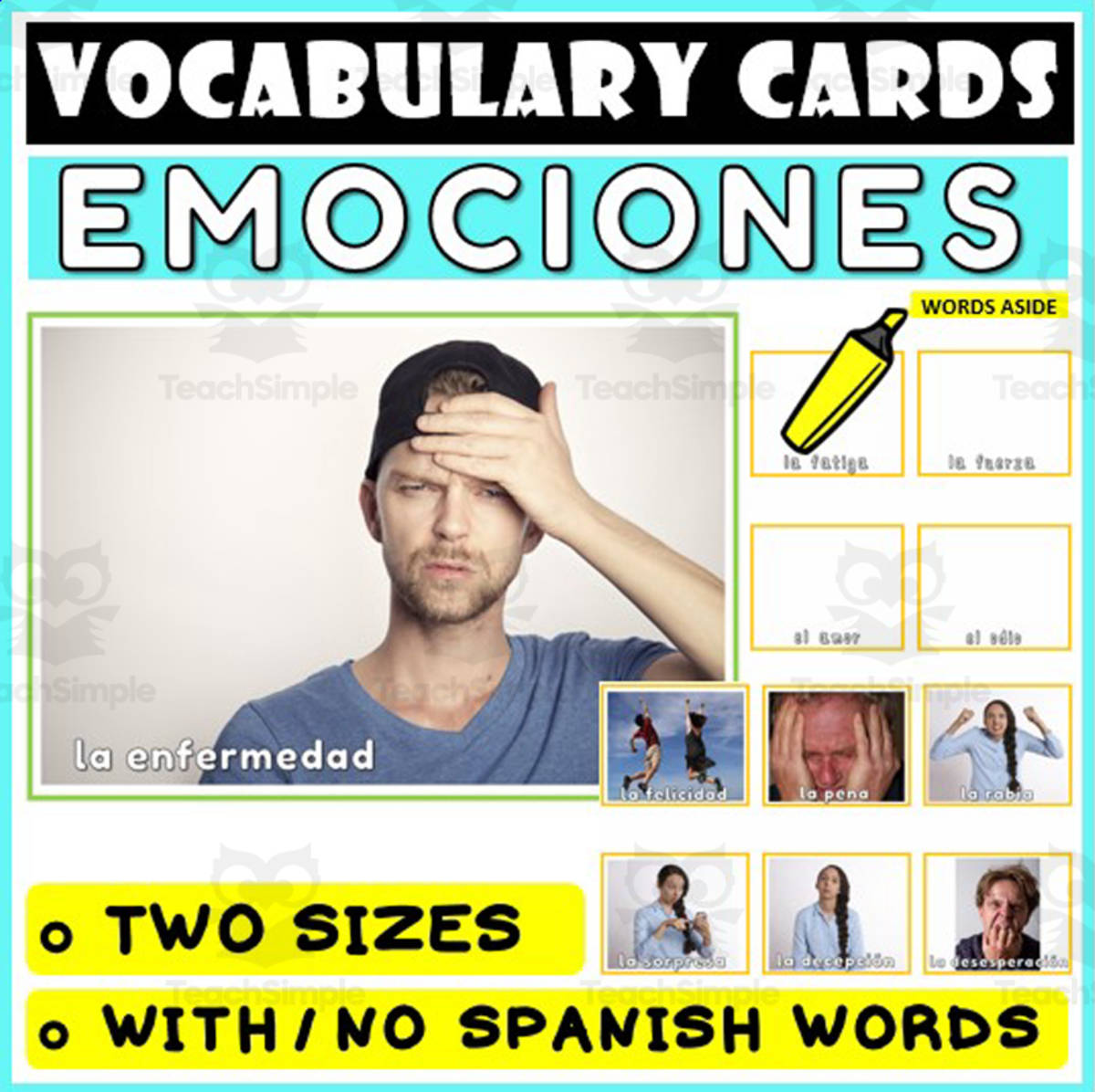 An educational teaching resource from WORDS ASIDE entitled Spanish Language Vocabulary Flashcards 15 downloadable at Teach Simple.