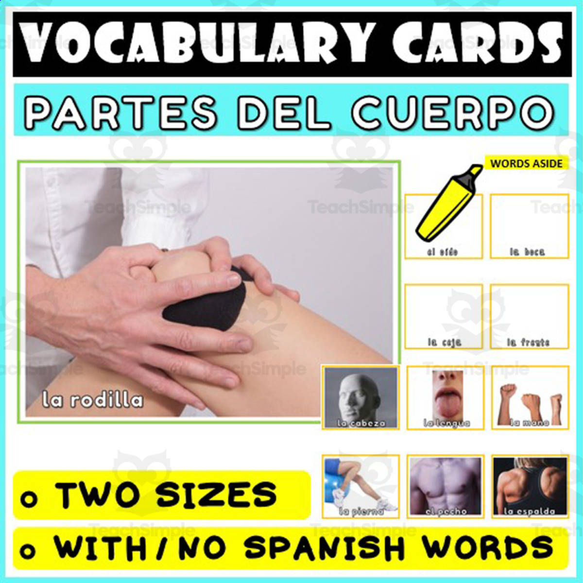 An educational teaching resource from WORDS ASIDE entitled Spanish Language Vocabulary Flashcards 4 downloadable at Teach Simple.