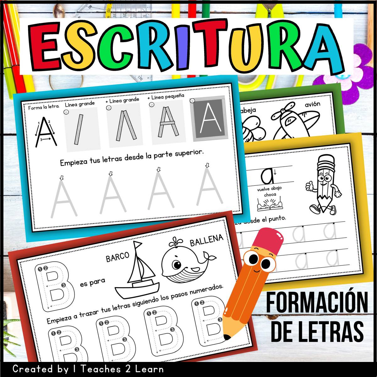 An educational teaching resource from 1 Teaches 2 Learn entitled Spanish Letter Formation & Practice Sheets -Inspired by HWT Techniques downloadable at Teach Simple.