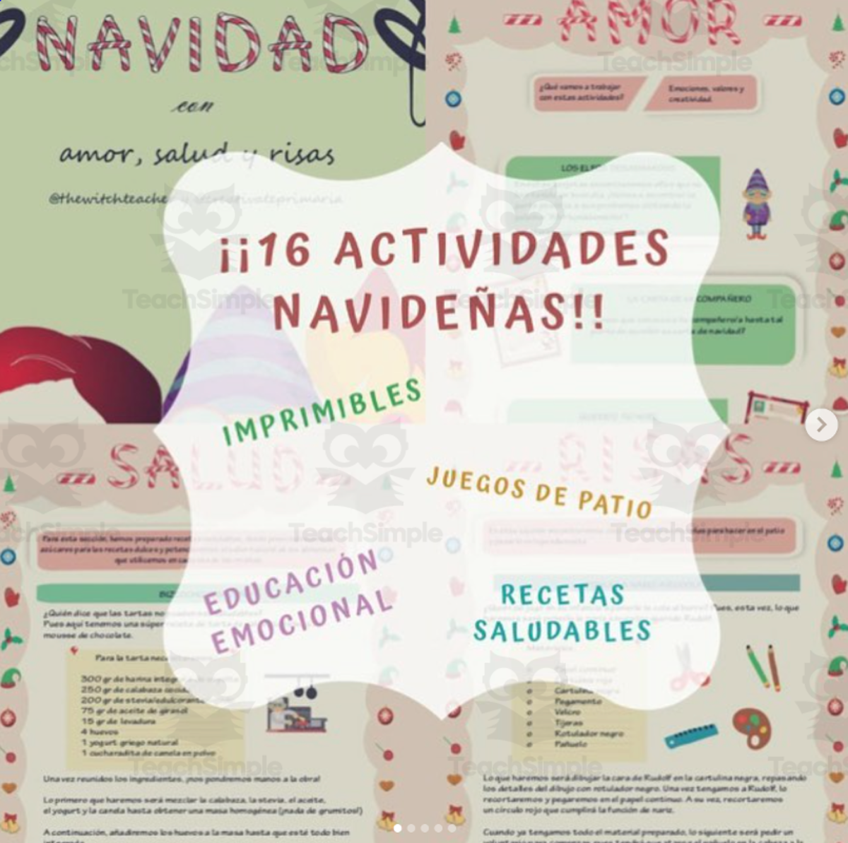 An educational teaching resource from Educación Creativa entitled Spanish: NAVIDAD CON AMOR, SALUD Y RISAS downloadable at Teach Simple.