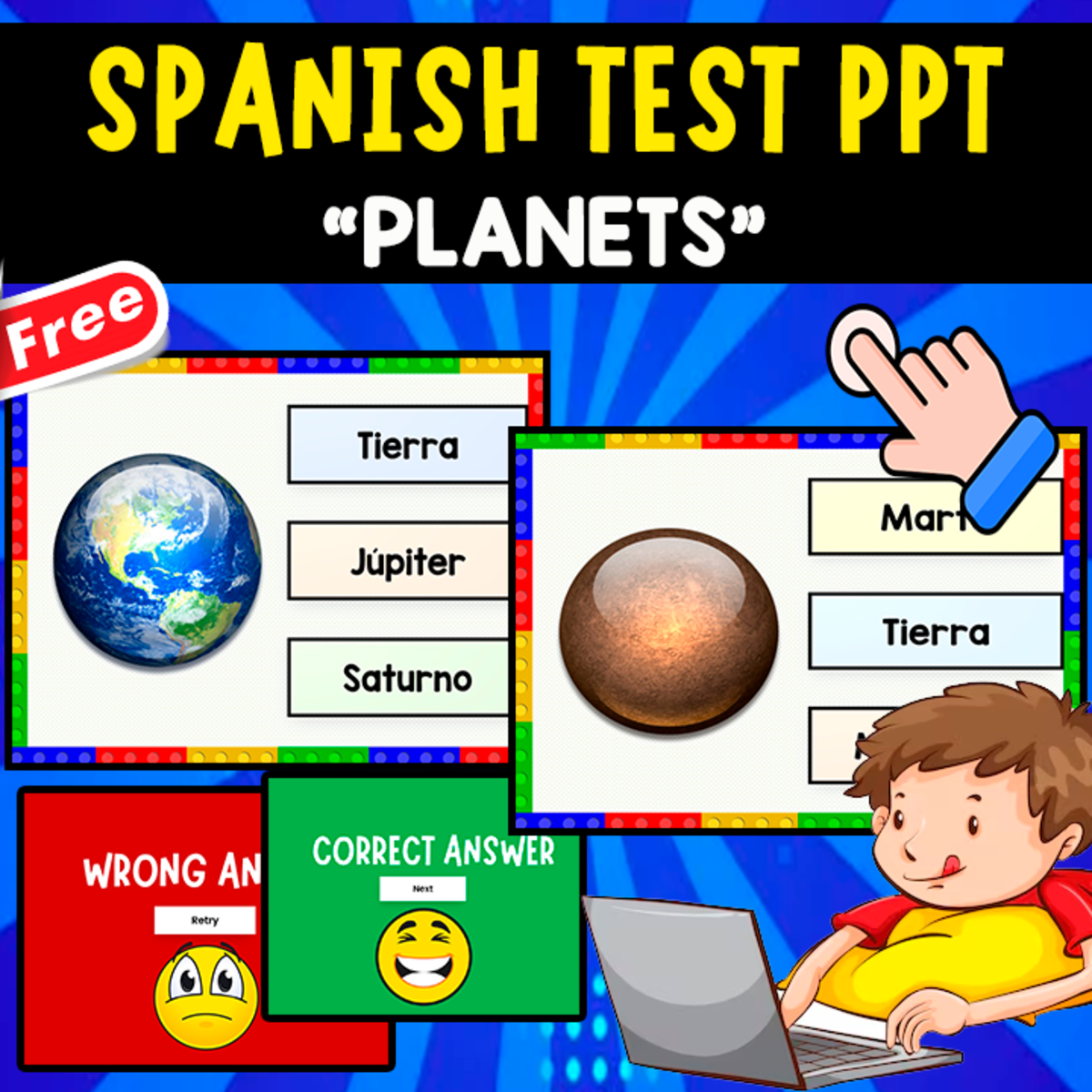 An educational teaching resource from EDITORIAL LAURA EDUCA entitled SPANISH QUIZ PPT | THE PLANETS | VOCABULARY downloadable at Teach Simple.