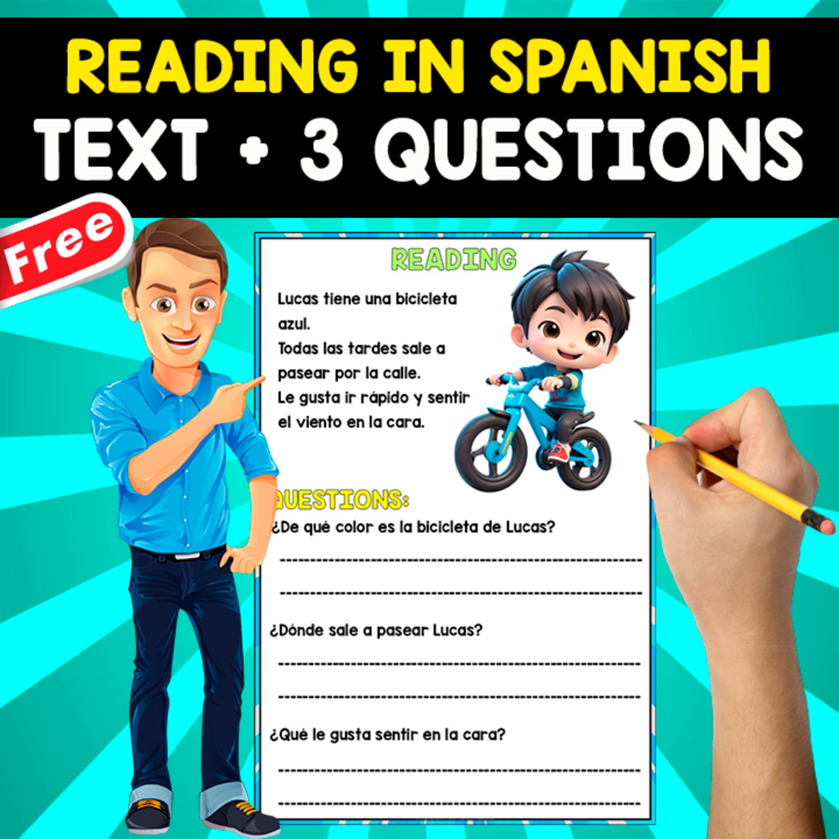 An educational teaching resource from EDITORIAL LAURA EDUCA entitled SPANISH READING TEST  | LA BICICLETA downloadable at Teach Simple.