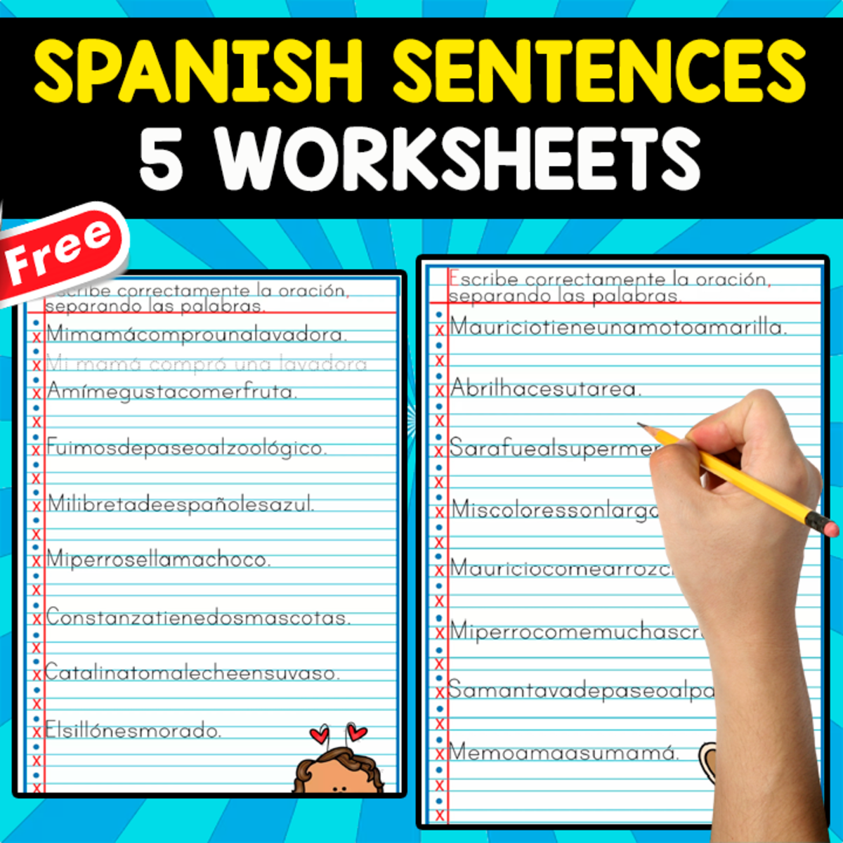 An educational teaching resource from EDITORIAL LAURA EDUCA entitled SPANISH SENTENCES | LEARNING SPANISH downloadable at Teach Simple.