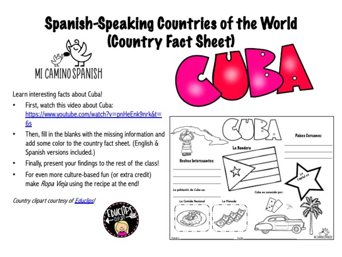An educational teaching resource from Mi Camino Spanish entitled Spanish-Speaking Countries of the World - CUBA (Country Fact Sheet & Activity) downloadable at Teach Simple.