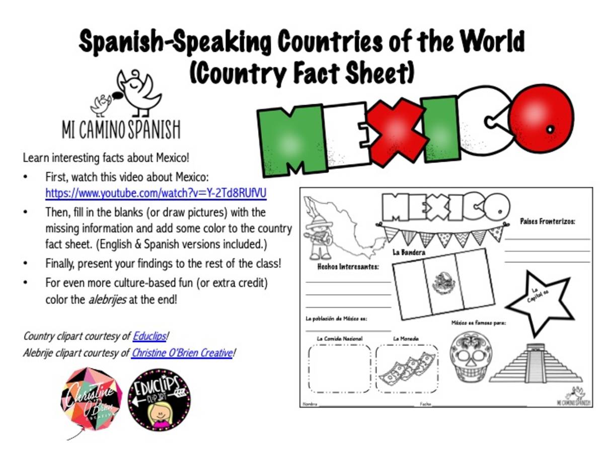 An educational teaching resource from Mi Camino Spanish entitled Mexico Country Fact Sheet & Activity – Spanish downloadable at Teach Simple.